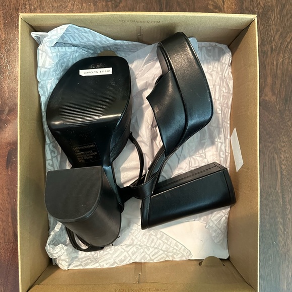 STEVE MADEN Carolyn Black Leather NWB - Picture 10 of 15